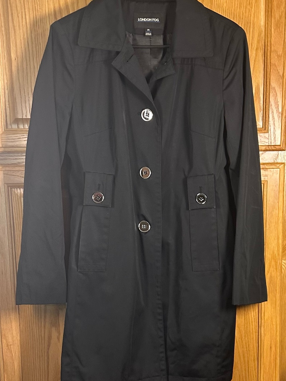 London Fog Black Single-Breasted Trench Coat